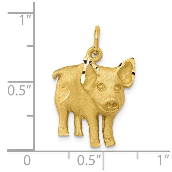 10k Yellow Gold Farm Animal Pig Piglet Necklace Charm Pendant - Picture 3 of 3
